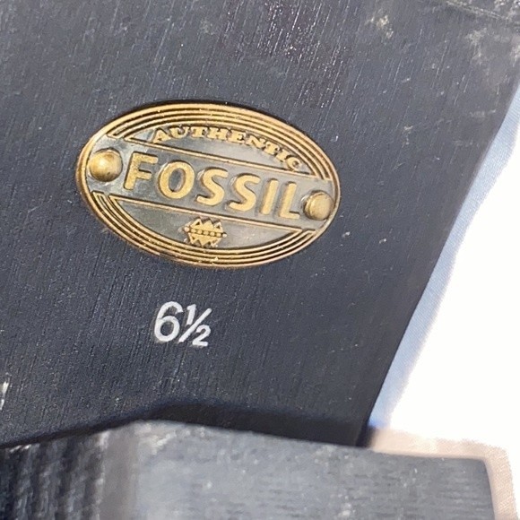 Fossil Boots Felicia Leather Riding boot Black Woven Detail Block Heel size 6.5 - Picture 14 of 17